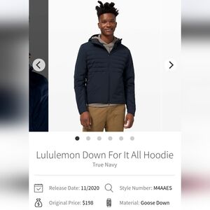 lululemon athletica Men's Down For It All True Navy Jacket Size M